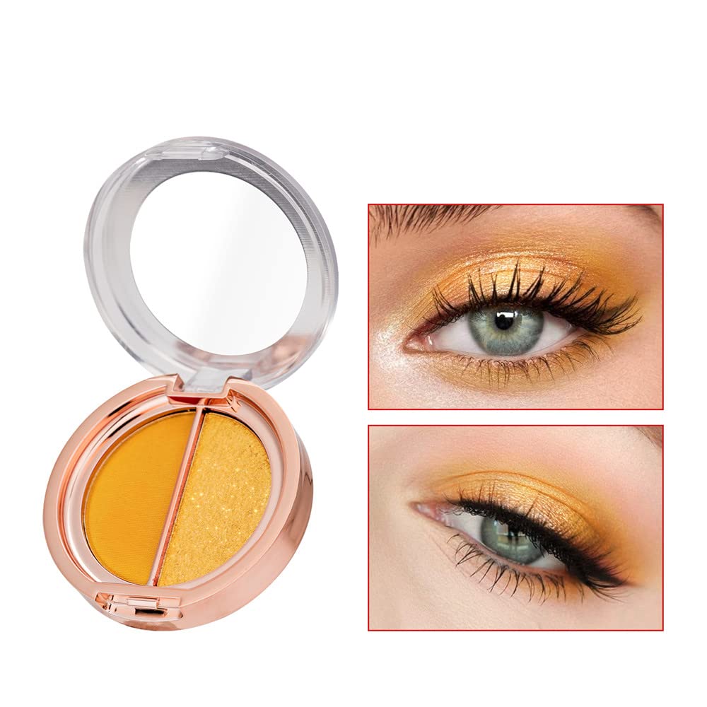 Double color eye shadow, high pigment eye makeup palette, matte shimmer metal eye shadow powder, waterproof and durable color eye makeup (07#Sunrise yellow)
