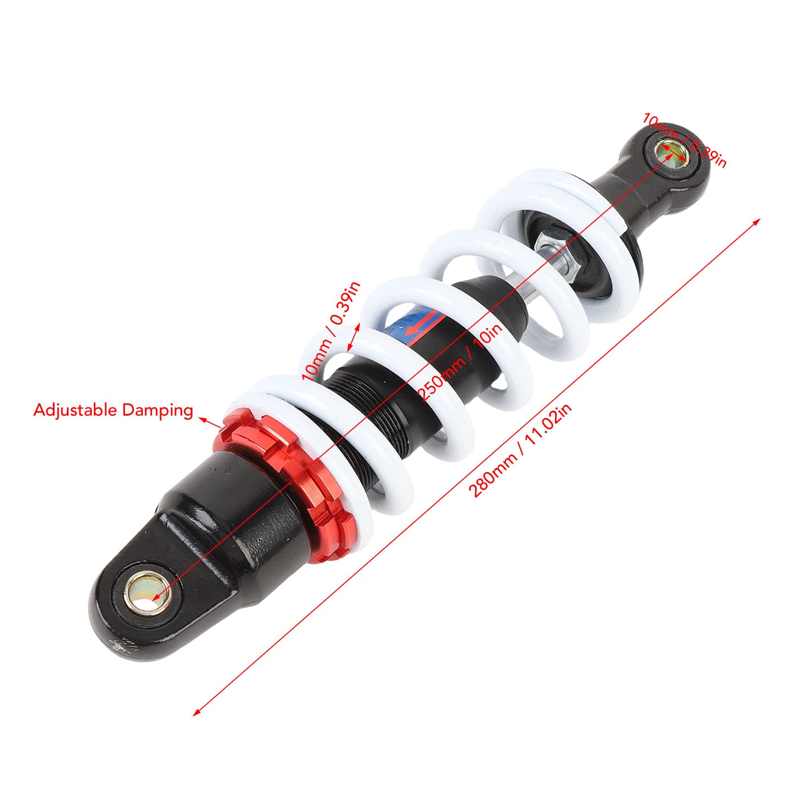 banapoy Amortyzator, 10-calowy, Wytrzymały Amortyzator ze Stopu Aluminium, Regulowane Tłumienie, Uniwersalne Dopasowanie do Motocykla ATV Quad, Motor Terenowy, Skuter, Gąsienica RC