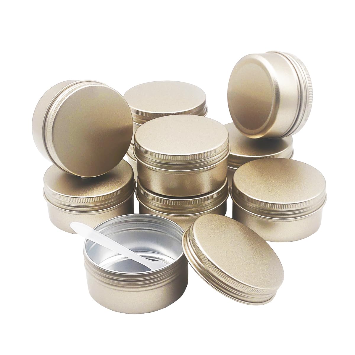 Wopanxye 10 pack 80ml Matt-Gold Lip Balm Tin Cans, 80g Mini Aluminum Makeup Sample Containers with Screw Lid, Empty Metal Pot Storage Travel Jars for