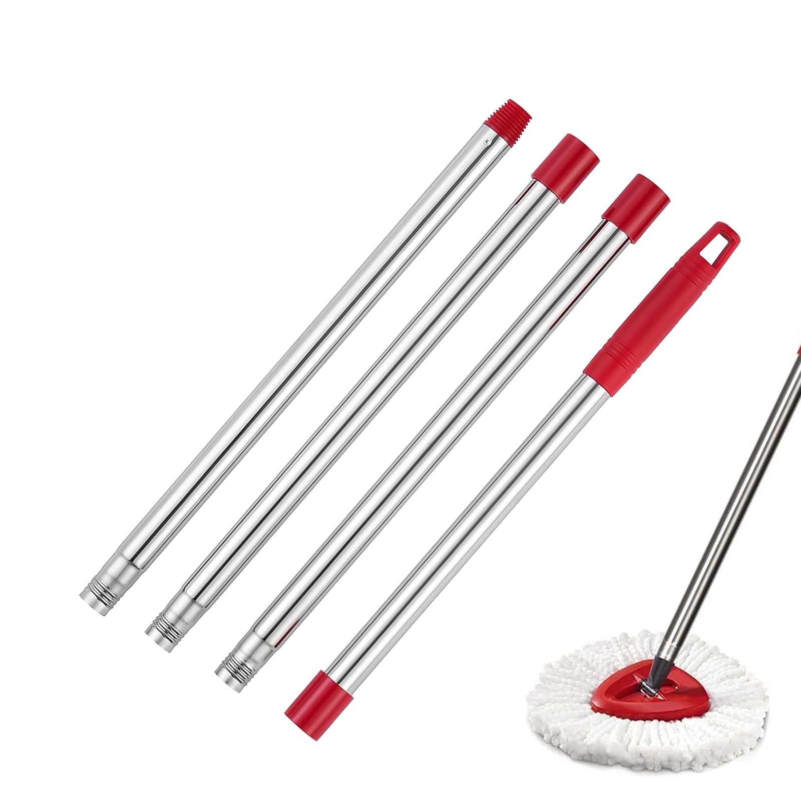 1.5 m Telescopic Pole, Extendable Stainless Steel, Detachable Telescopic Pole Extendable Bar, 2 cm Interface Suitable for Brooms, Mops and Other Extendable Poles