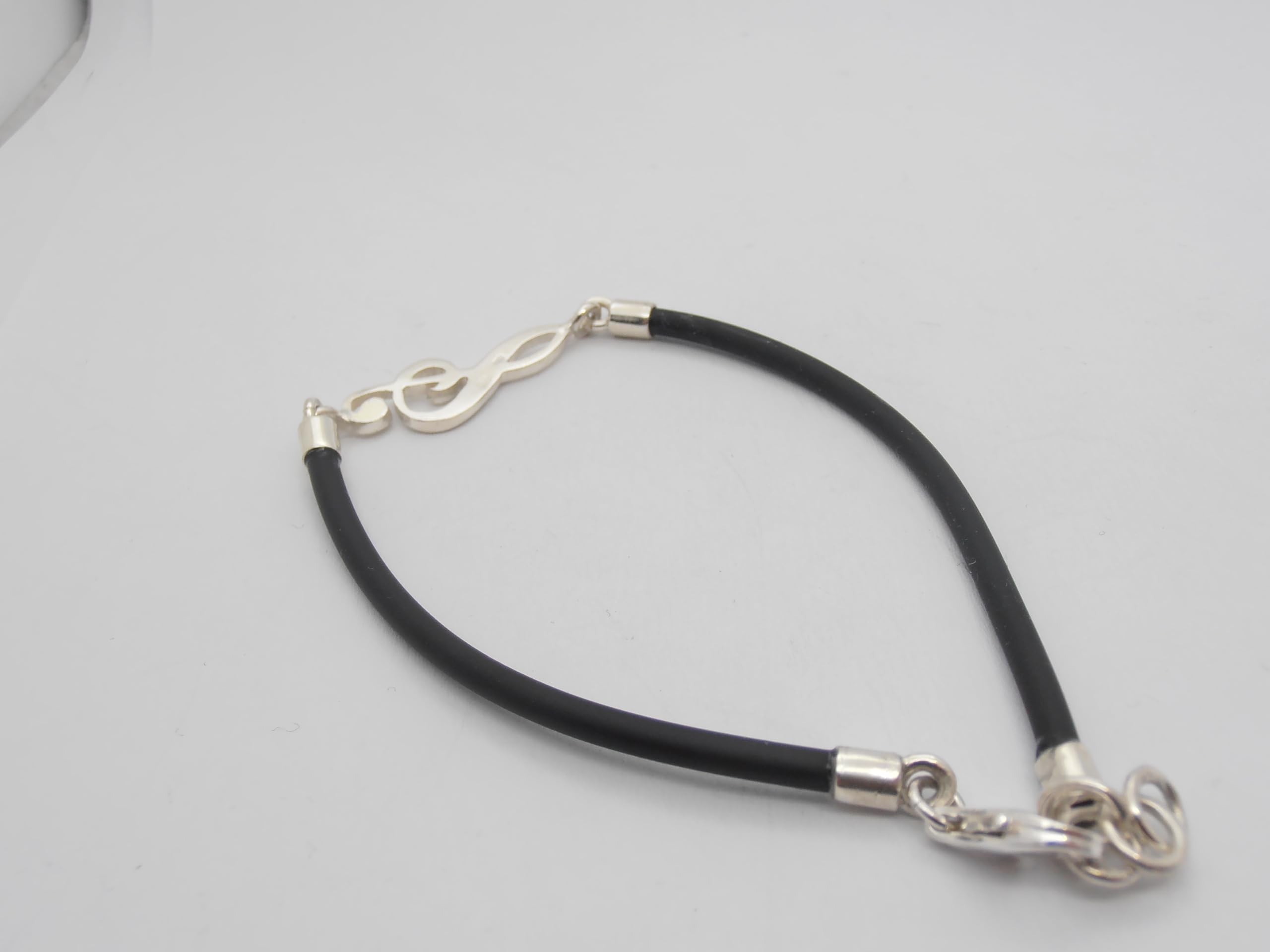 Chiave di Violino : Braccialetto in Argento 925 e Caucciù - Bracciale con Chiave di Sol - Musica - Musicista