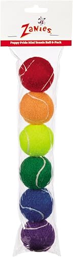 Zanies Pelotas de tenis Mini Puppy Pride para perros, paquetes de 6