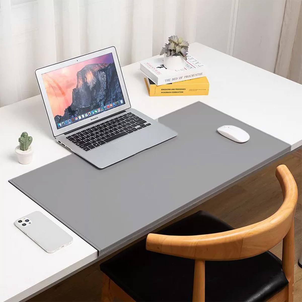 Schreibtischunterlage mit Kantenschutz, große Büro-PU-Leder-Tischmatte für Büro, Zuhause, Arbeit, Studium, Tippen, wasserdicht, schmutzabweisendes Maus- und Tastaturpad (Schwarz, 120x60 cm)