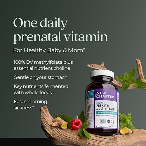 Miniatura 4 de New Chapter Vitaminas prenatales multivitamínico prenatal con metilfolato  colina para mamá saludable bebé uno diario 30 unidades