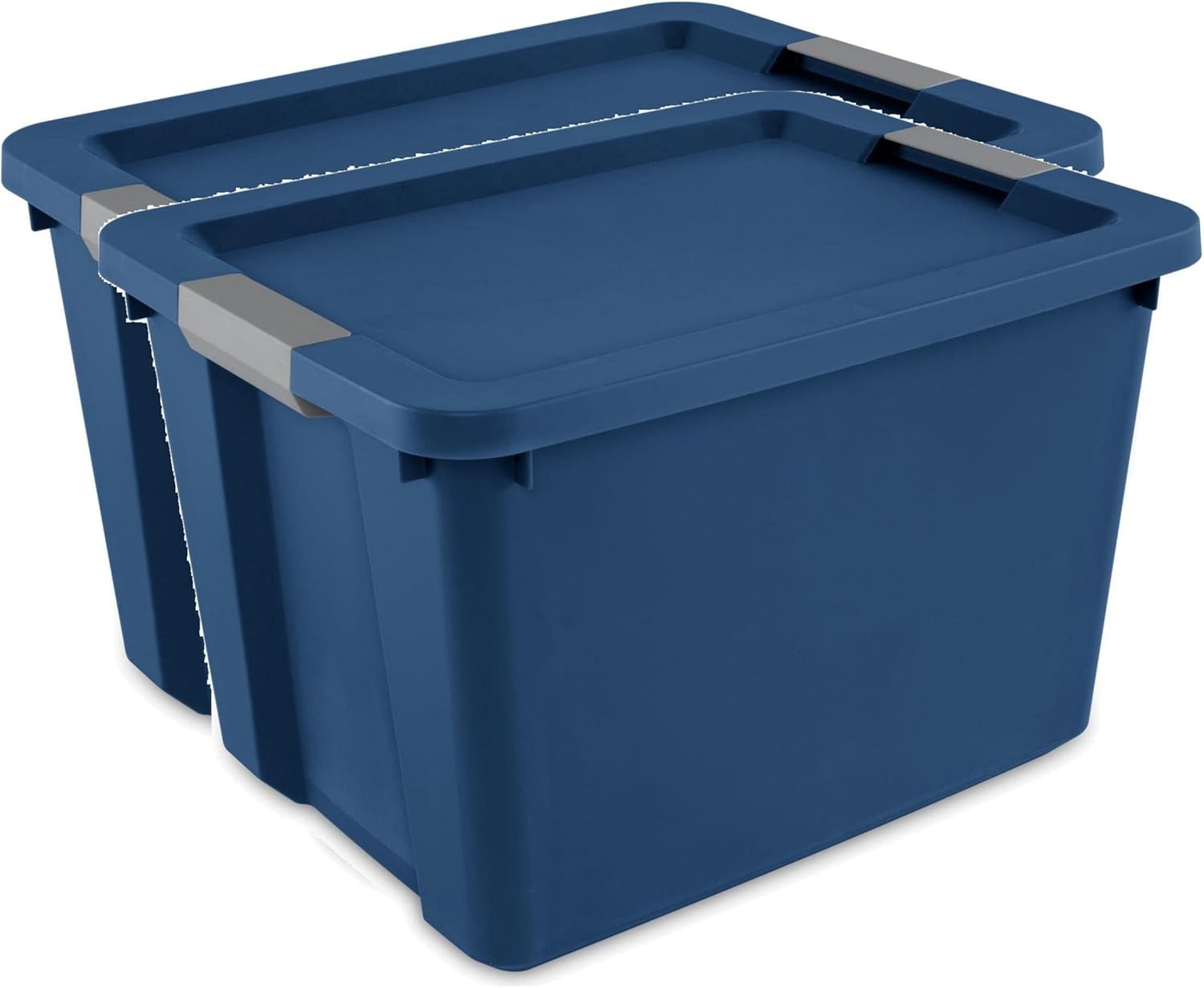 2 Pack 20 Gallon Storage Bins, Opaque Plastic Storage Containers with Latch Lids, Stackable Organizer Totes for Home, Garage, Closet, Blue
