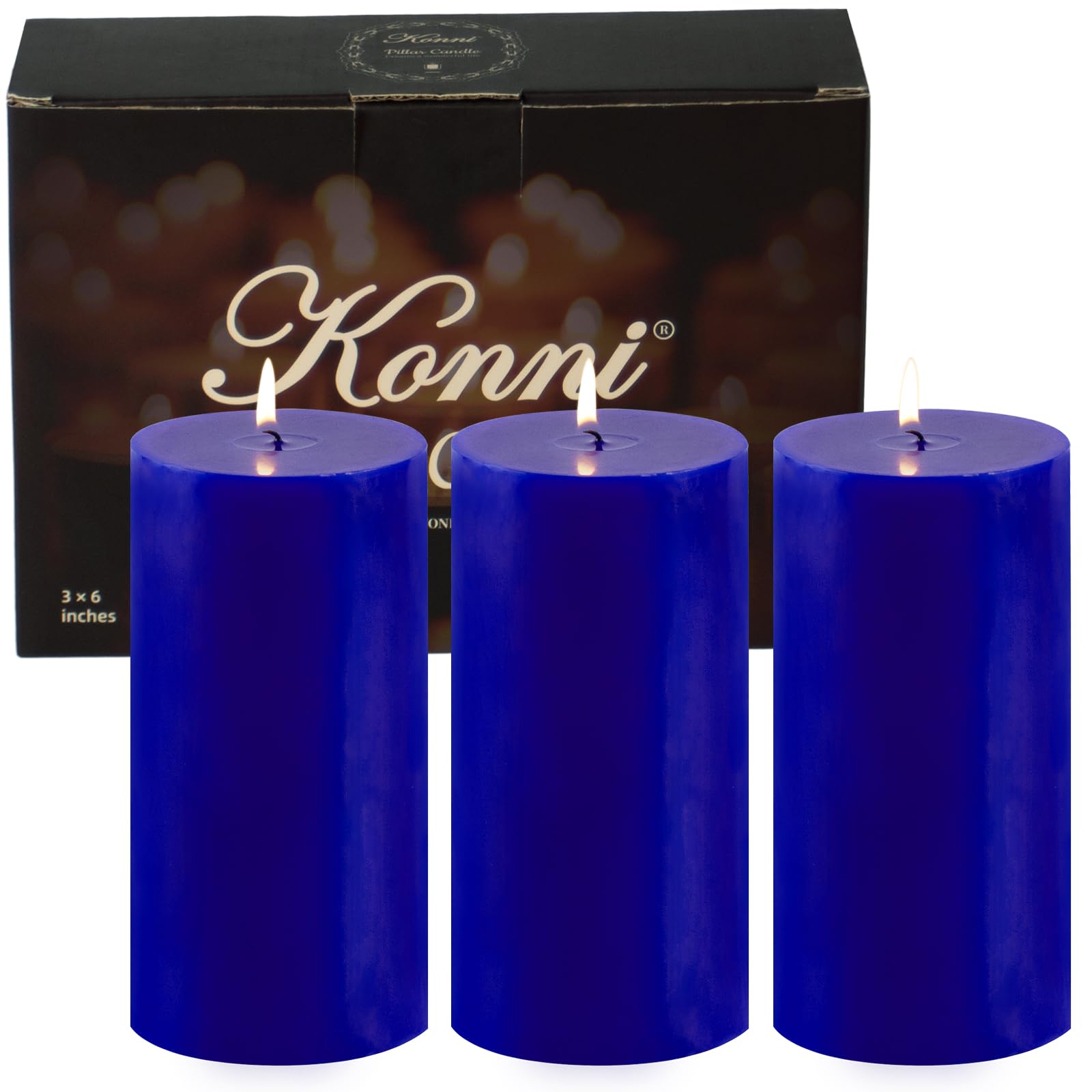 KONNI Classic Blue Pillar Candles