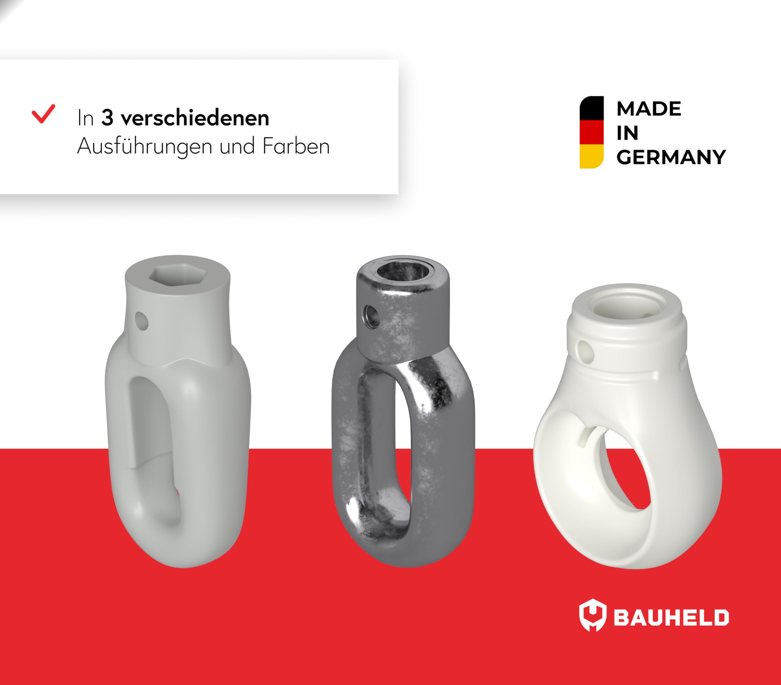 BAUHELD Occhiello da Tenda 10 mm Plastica RAL7035 Grigio Chiaro