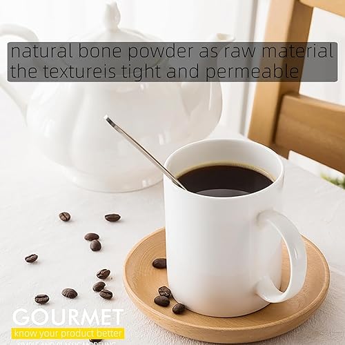Miniatura 4 de Tazas de café blancas, tazas de café de porcelana fina de 14 onzas, tazas de porcelana de más del 45% de contenido de hueso, tazas de café expreso