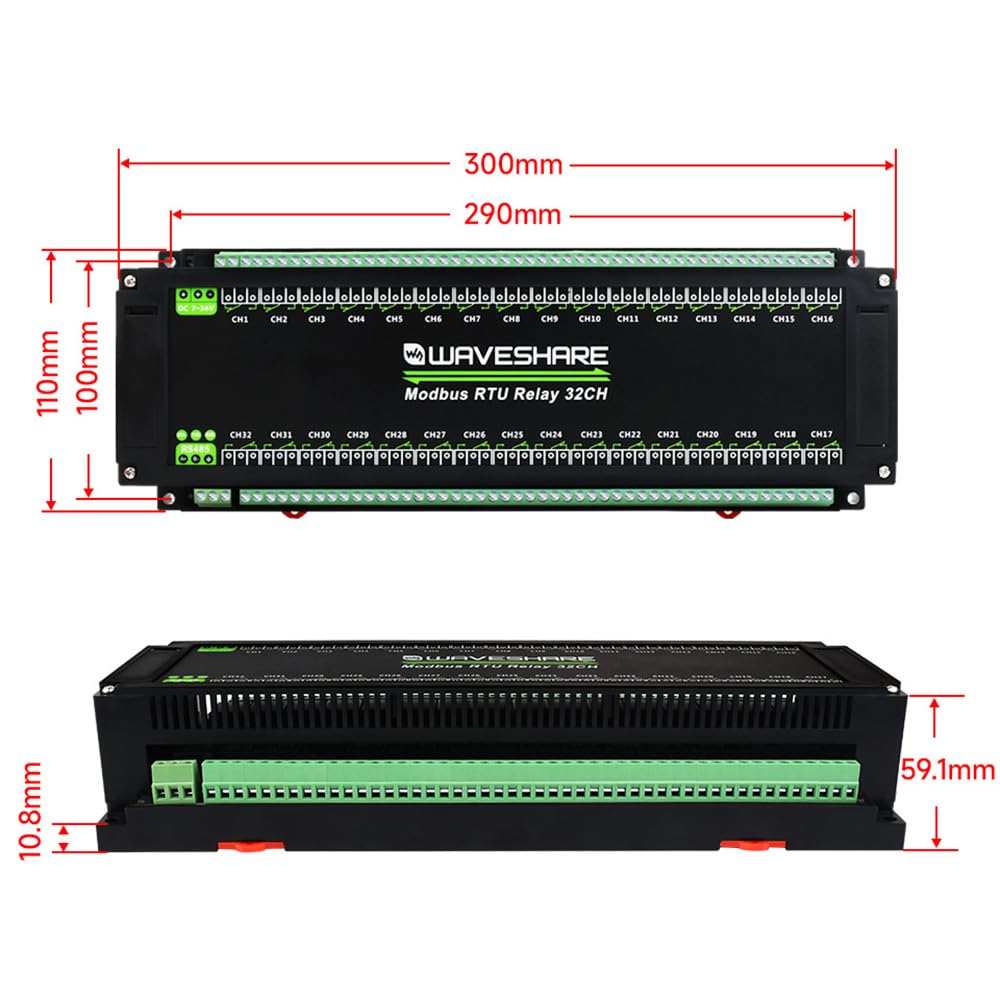 Modbus RTU 32-Ch Modulo relè interfaccia RS485 con circuiti di protezione di isolamento multiplo caso di montaggio su rotaia di livello industriale