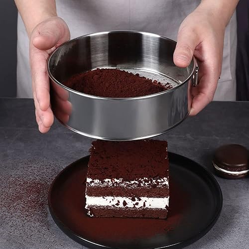 Miniatura 4 de 3 Pack Round Flour Sifter, Stainless Steel Fine Mesh Strainers Flour Sieve, 6 Inch and 8 Inch 40 Mesh 10 Inch 60 Mesh for Baking Straining Powdering