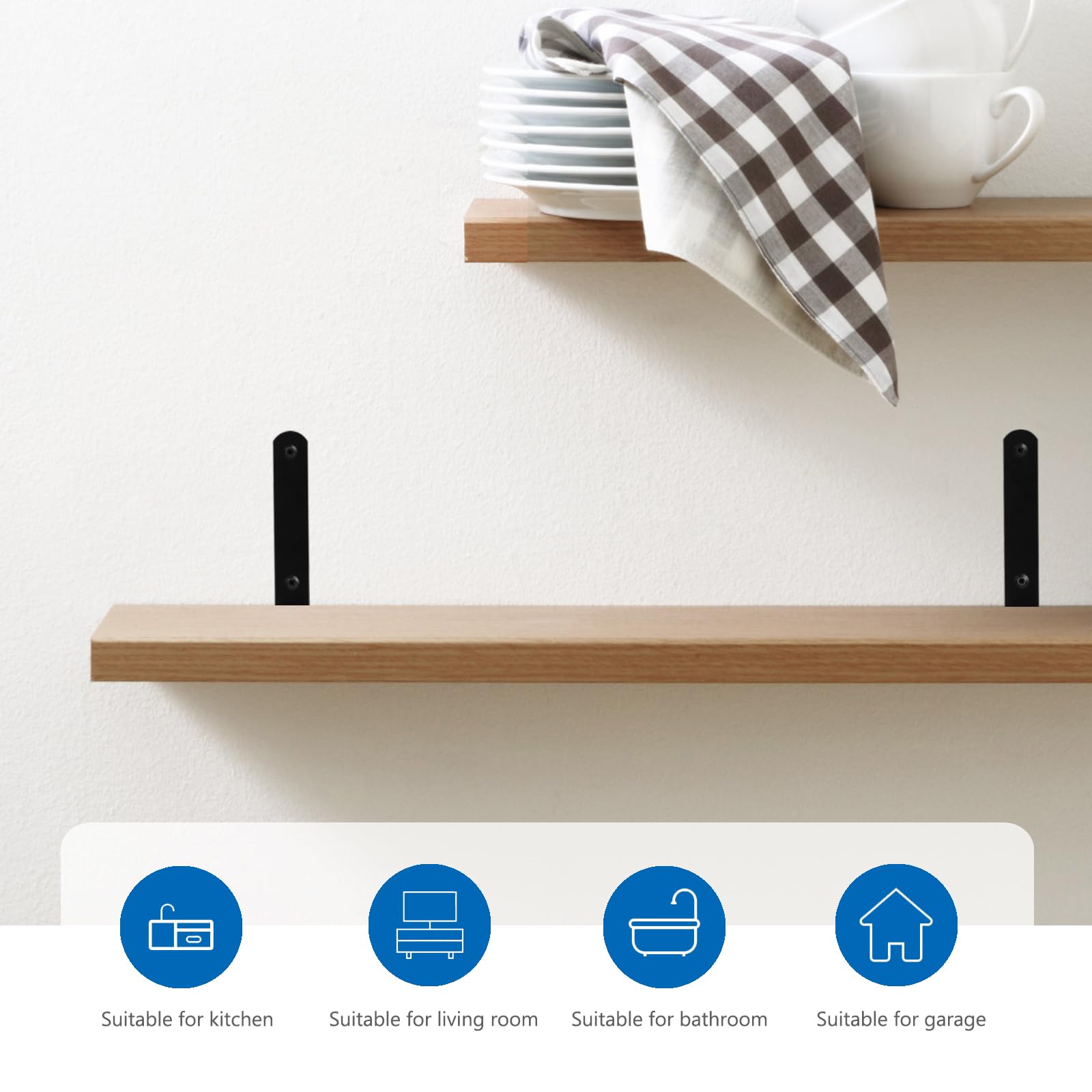9 Staffe Per Mensole Nere 125x75mm - Reggimensola In Ferro Con Viti, Per Librerie E Espositori - Foto 4
