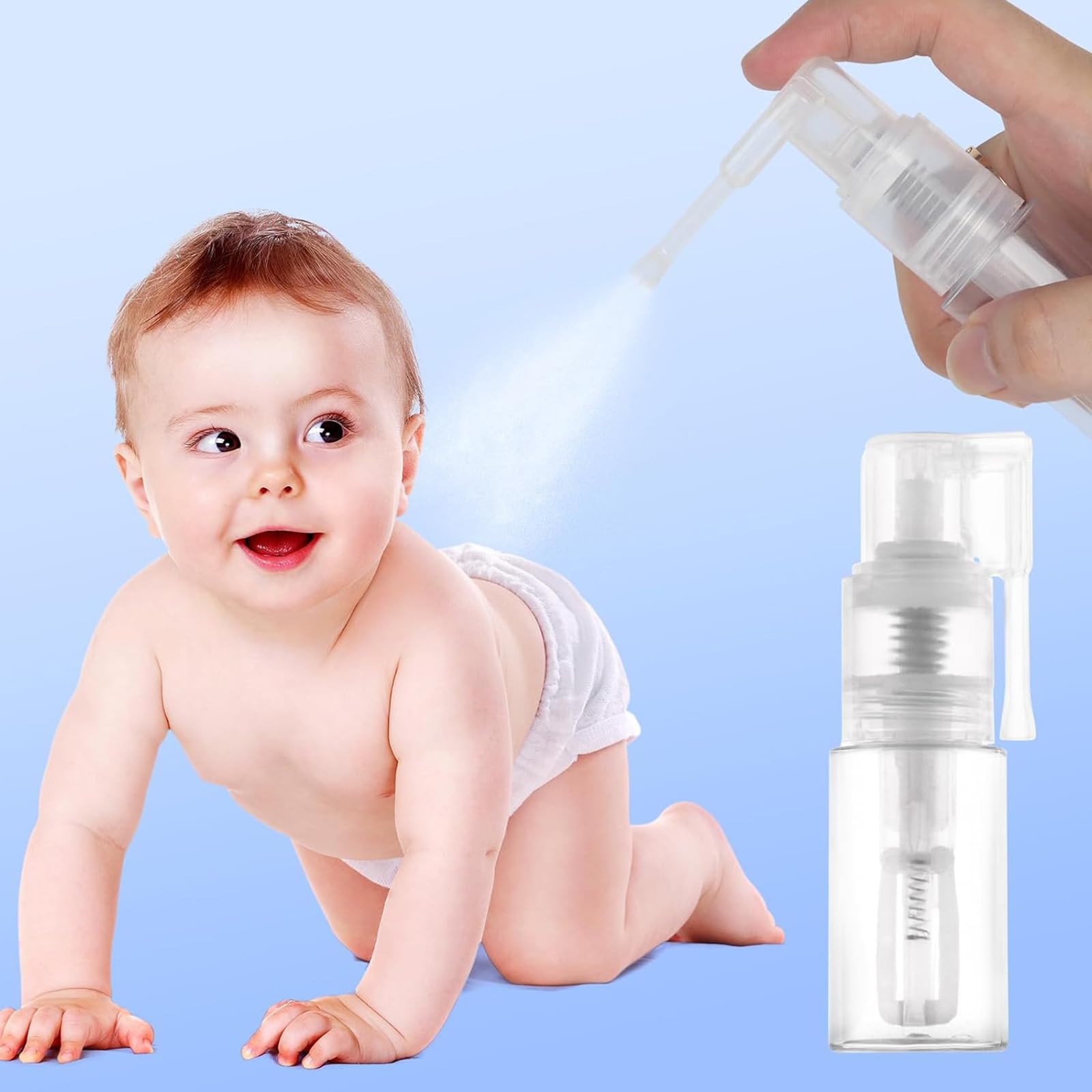 Lote de 2 botellas con pulverizador de polvo con purpurina de 35 ml, para manualidades, pasteles, tejidos, botellas vacías de polvo seco