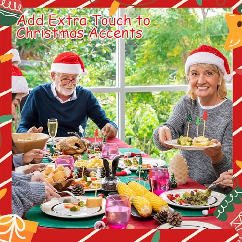 100 Christmas Tree Cocktail Picks, 4.7\" Long Christmas Toothpicks for Appetizers, Bamboo Decorative Xmas Skewers Wood Sandwich Fruit Food Sticks for Christmas Party Supplies Charcuterie Accessories