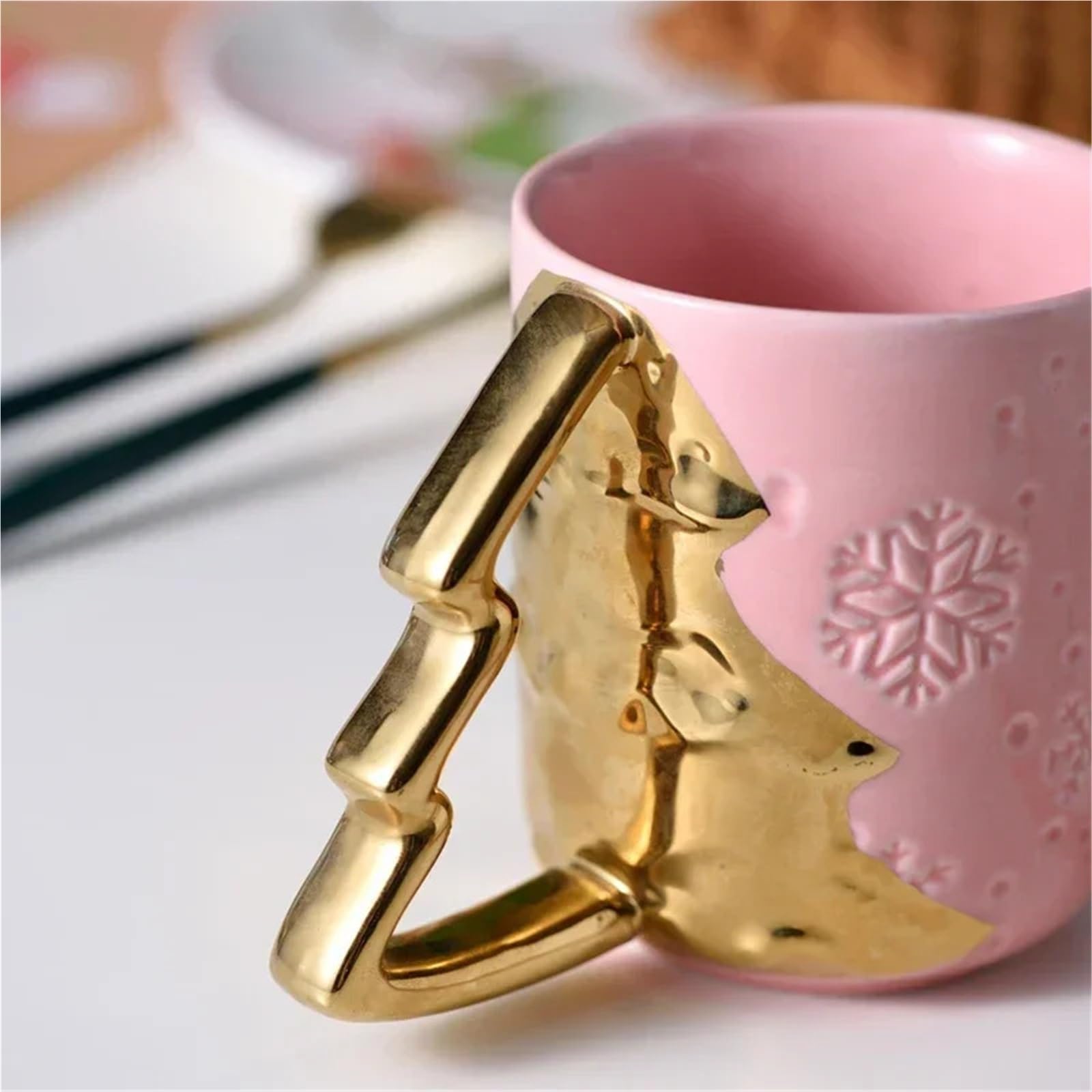 Paar Tassen 1/2 Stück Paare Weihnachtstasse geprägte Elch Keramiktasse Cartoon Paar Tassen(Pink)