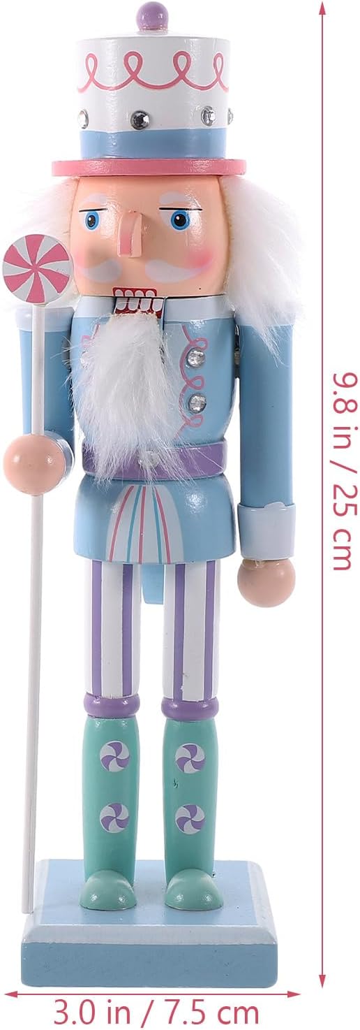 Cabilock Christmas Nutcracker Figure 9.8 Inch Blue Nutcracker Wooden Soldier Figure for Xmas Indoor Tabletop Desktop Shelves Ornaments