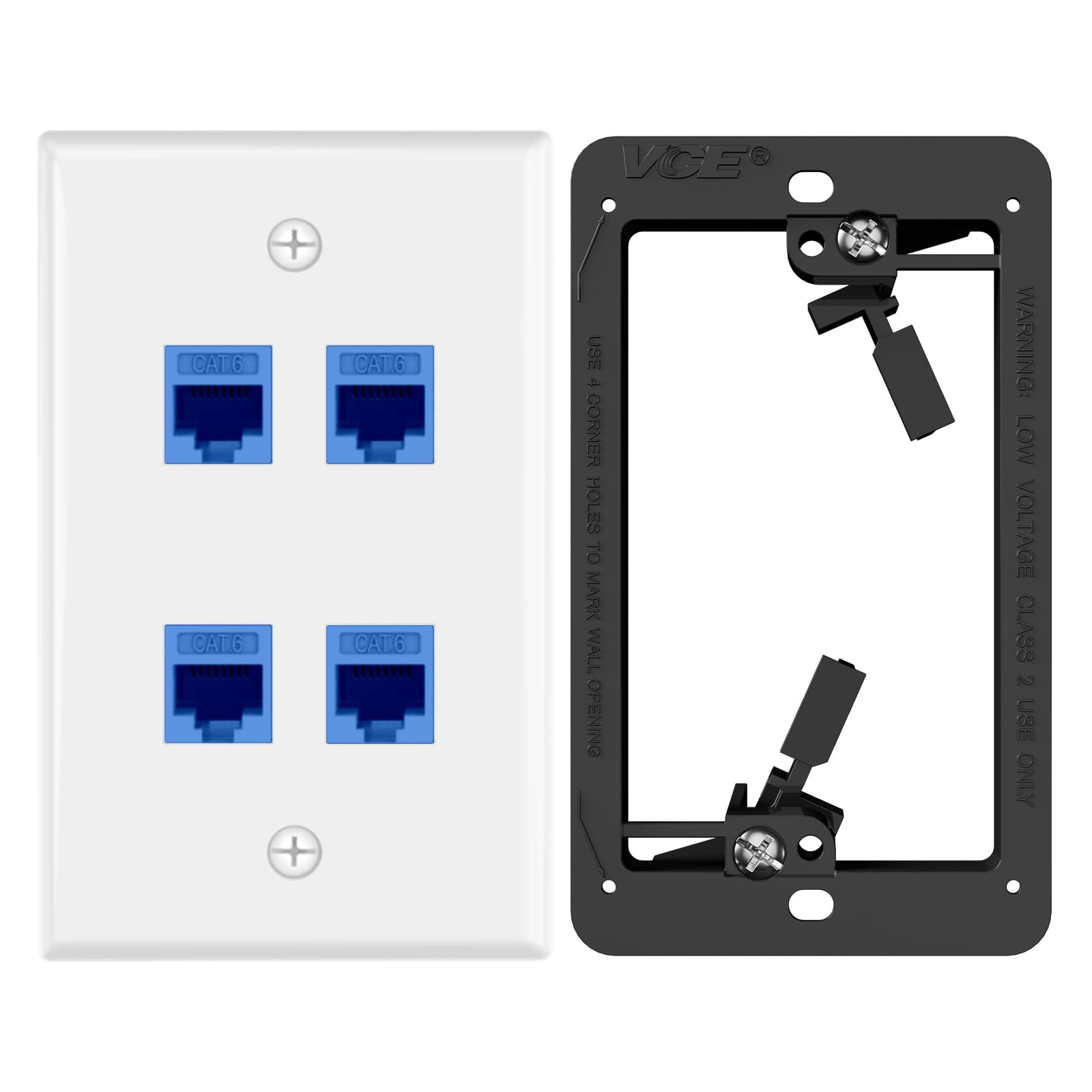 Amazon.com: VCE UL Listed 4-Port Ethernet Wall Plate with Low