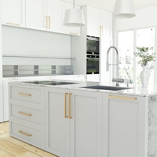 Miniatura 5 de goldenwarm Paquete de 10 tiradores de bronce champán para gabinetes, manijas doradas de 10 pulgadas, tiradores de cajón de bronce cepillado, manijas