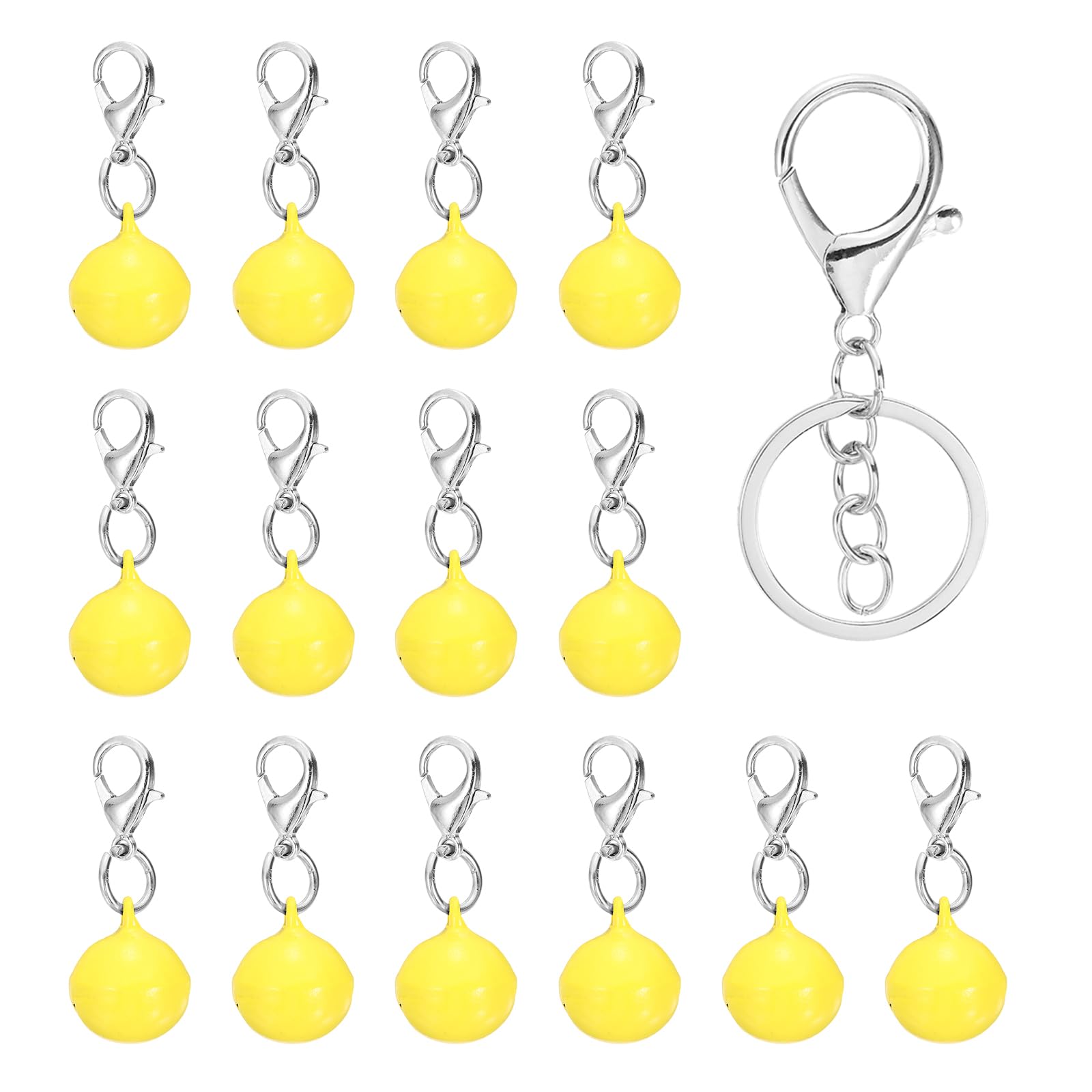 PATIKIL 14 PCS Dog Bell, Mini Cat Bell Small Pet Keychain Bells Buckle Cute Bulk Metal Loud Jingle for Dog Collar Charm Pendant Necklace DIY Crafts Christmas Tree Decorations,Yellow