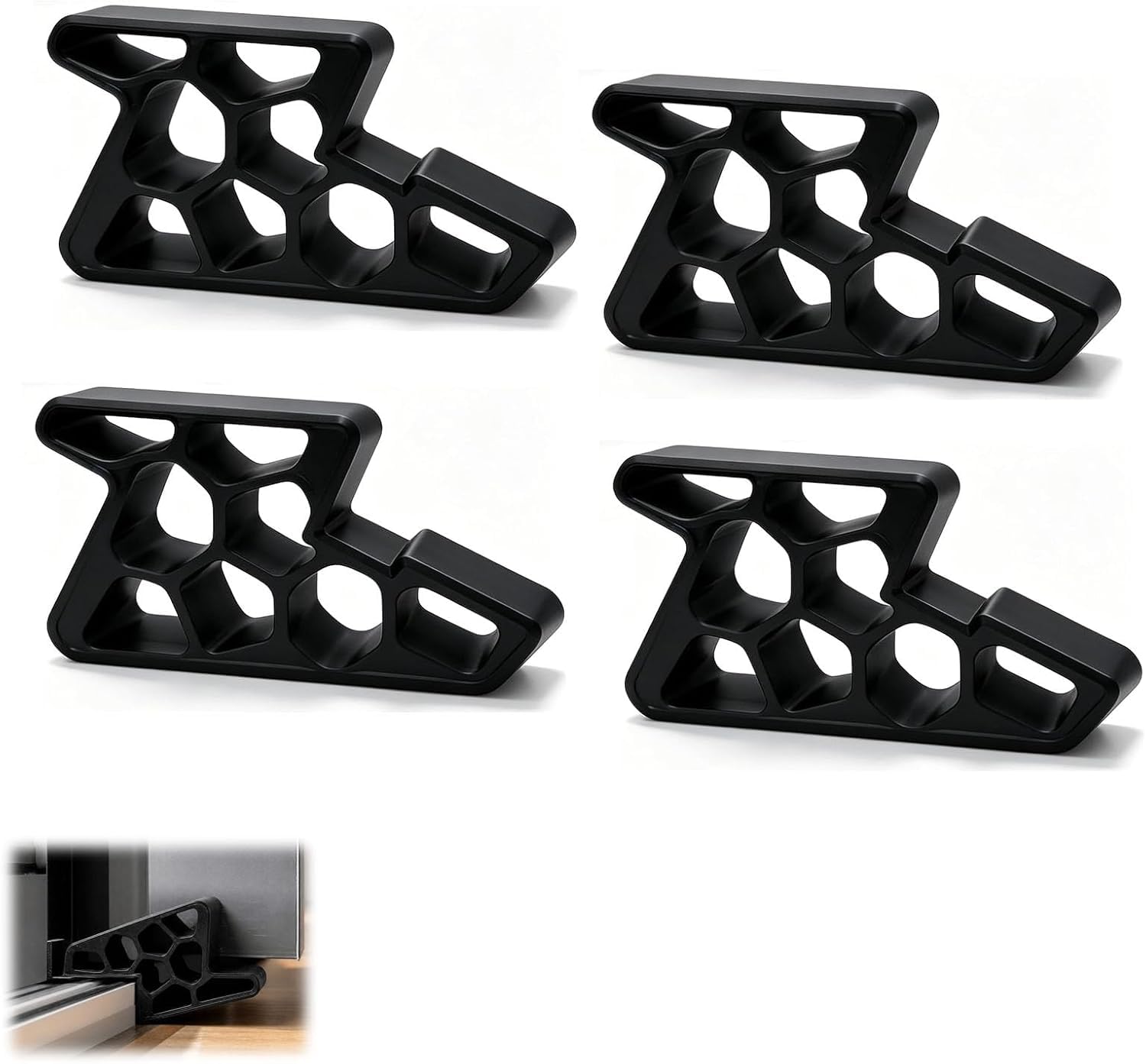 4PCS Window Stopper Wedge Lock, Sliding Window Door Wedge Stopper (Black)