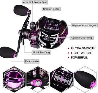 Fishing Rod and Reel Combo - 6.9ft Telescopic Spincast Rod with Left Handed Baitcasting Reel Combos - Sea Saltwater Freshwater Ice Bass Fishing Tackle Set - Fishing Rods Kit