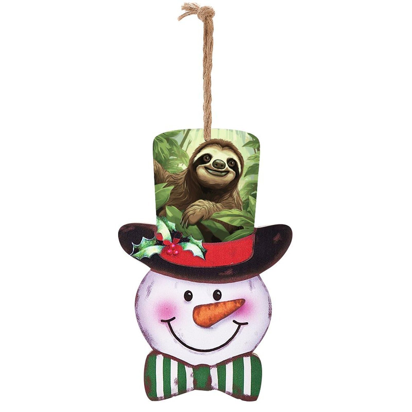 Sloths Background Snowman Decor Christmas Snowmans Hanging Decors Wooden Exquisite Holiday Decoration Sign for Home Window Wall Farmhouse Indoor Outdoo