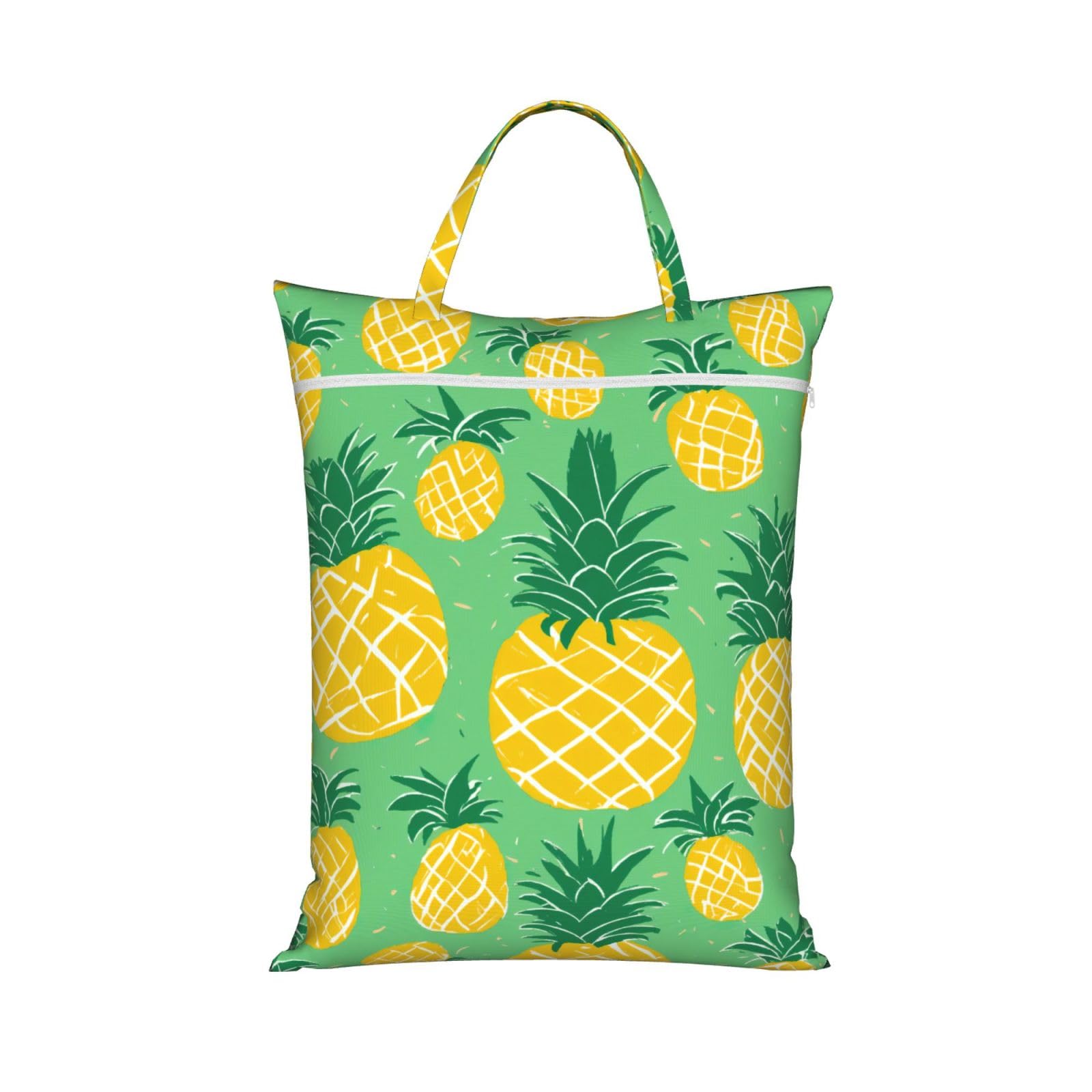 Pphgut 1 Pc Gold Pineapple Background Print Travel Laundry Bag Portable Dirt Clothes Bags Daily Hiking Camping Vacation