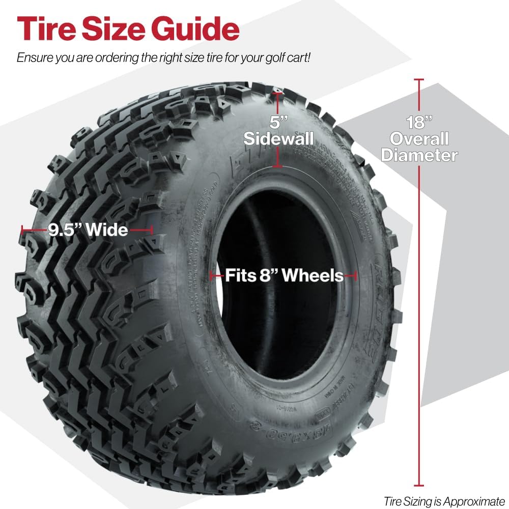 GTW Rogue 18 inch All Terrain Golf Cart Tire | 18x9.5-8 A/T Tire Directional Tread | 4-Ply | Universal Fitment for 8 inch Wheels