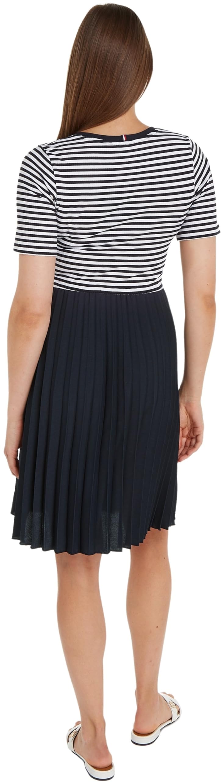 Tommy Hilfiger Damen 5x2 Rib Cnk Pleated Knee DRS Ss Ww0ww42467 Fit & Flare Kleider (1er Pack)