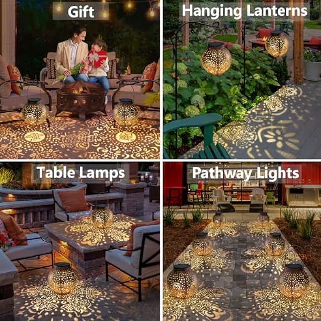 Solar Lanterns Outdoor Waterproof Garden Decorative Lights Owl Hanging Solar Lanterns for Patio, Table, Pathway, Balcony, Lawn, Yard Decor 2 Pack