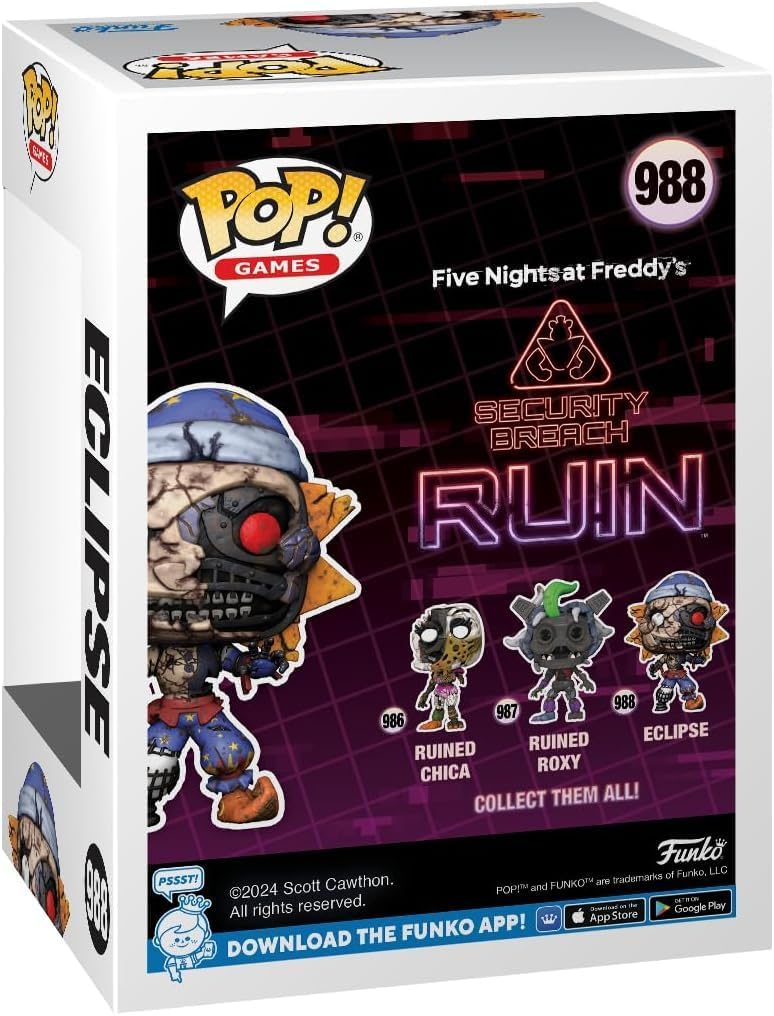 POP Five Nights at Freddy's: Security Breach - Ruined Eclipse Funko Vinyl Figure (Bundled with Compatible Box Protector Case), Multicolor, 3.75 inches