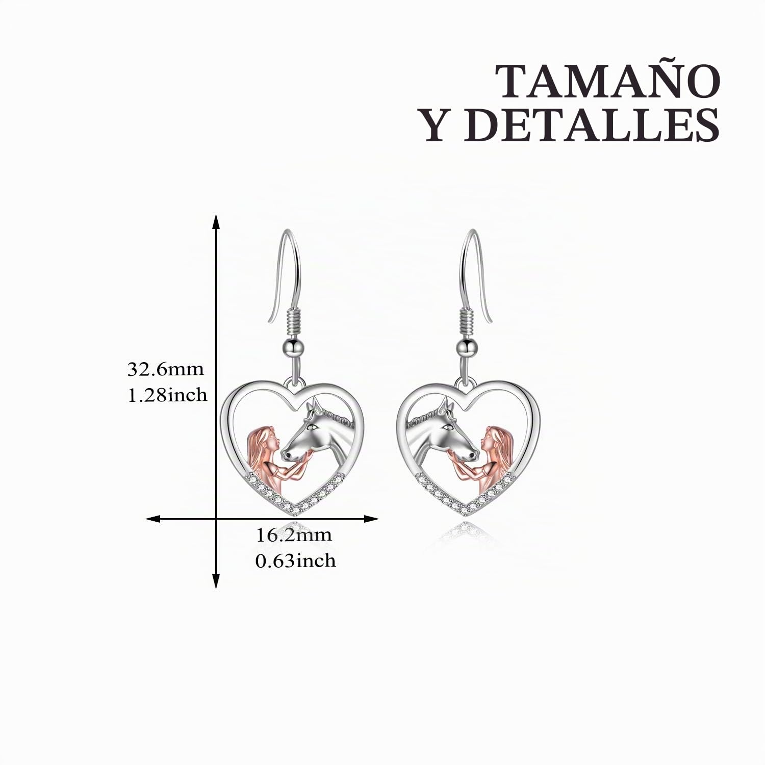 YFN Pendientes de caballo de oro rosa Pendientes de botón de plata de ley con forma de animal para niñas, regalo de caballo para niñas