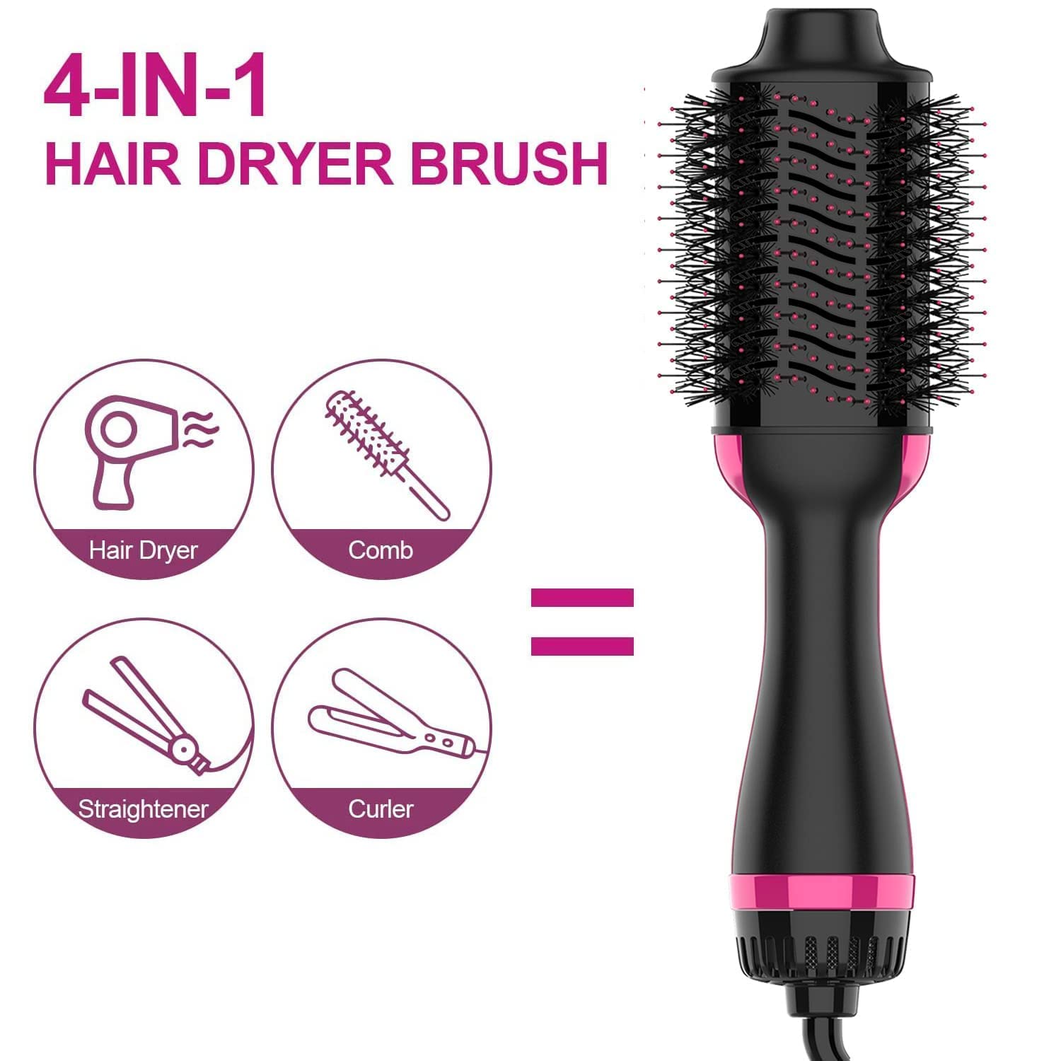 GrenzaFab Hair Dryer Brush, Professional 4 In 1 One-Step Volumizer Round Brush For Blow Drying Hot Air Brush 4 In 1 Hair Dryer Brush Blow Dryer Brush In One For Girls Women, 1000 Watts, Black GrenzaFab Hair Dryer Brush, Professional 4 In 1 One-Step Volumizer Round Brush For Blow Drying Hot Air Brush 4 In 1 Hair Dryer Brush Blow Dryer Brush In One For Girls Women, 1000 Watts, Black