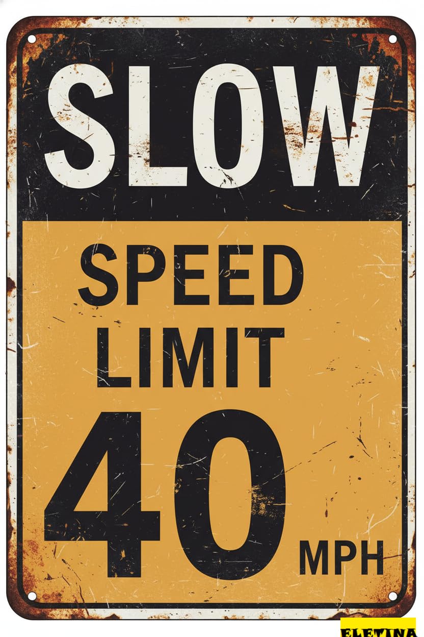 Speed Limit 40 MPH Traffic Tin Sign, 8x12 Inch