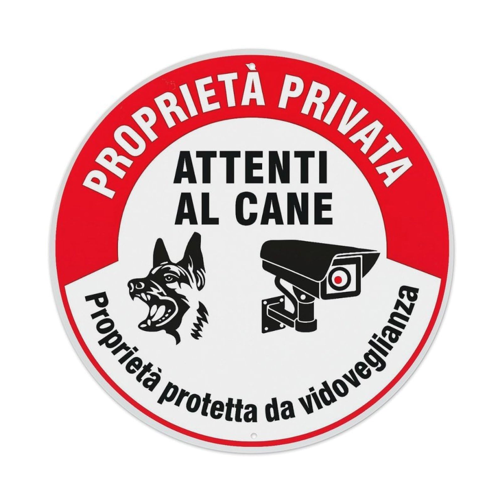 Private Property Beware of Dog Videocamera Round Tin Sign Vintage Metal Sign Home Bar Garden Indoor & Outdoor Wall Decor Retro Metal Poster 8x8 Inch