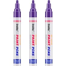 Purple Paint Markers, 3 Pack Oil-Based Waterproof Quick Dry Permanent Paint Pen Set for Rocks Painting, Wood, Fabric, Plastic, Canvas, Glass, Mugs, Metal, Tire, Stone, DIY Craft