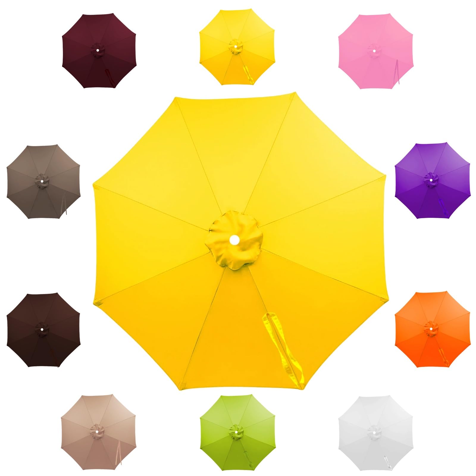 Outdoor Patio Umbrella for 6-Rib & 8-Rib Round Outdoor Market Umbrellas, Beach Umbrella Parasols for Backyard/Garden/Deck, UV Protection (Canopy Only)(Yellow,3.0m/8 ribs)