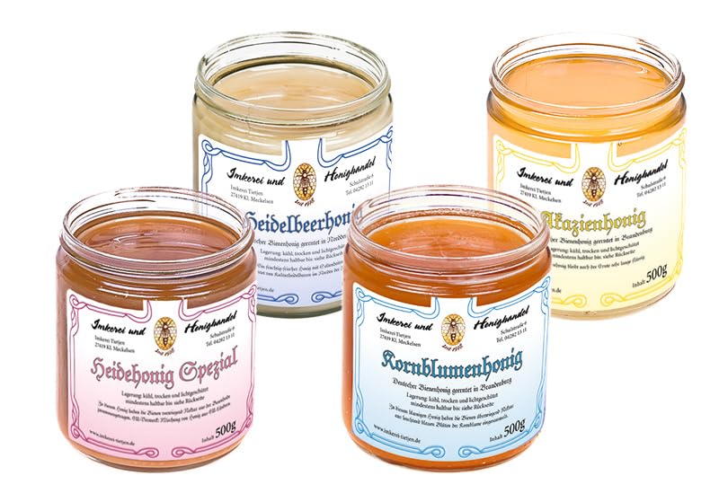 Imkerei Nordheide – 4 deutsche Sorten Honig á 500g -