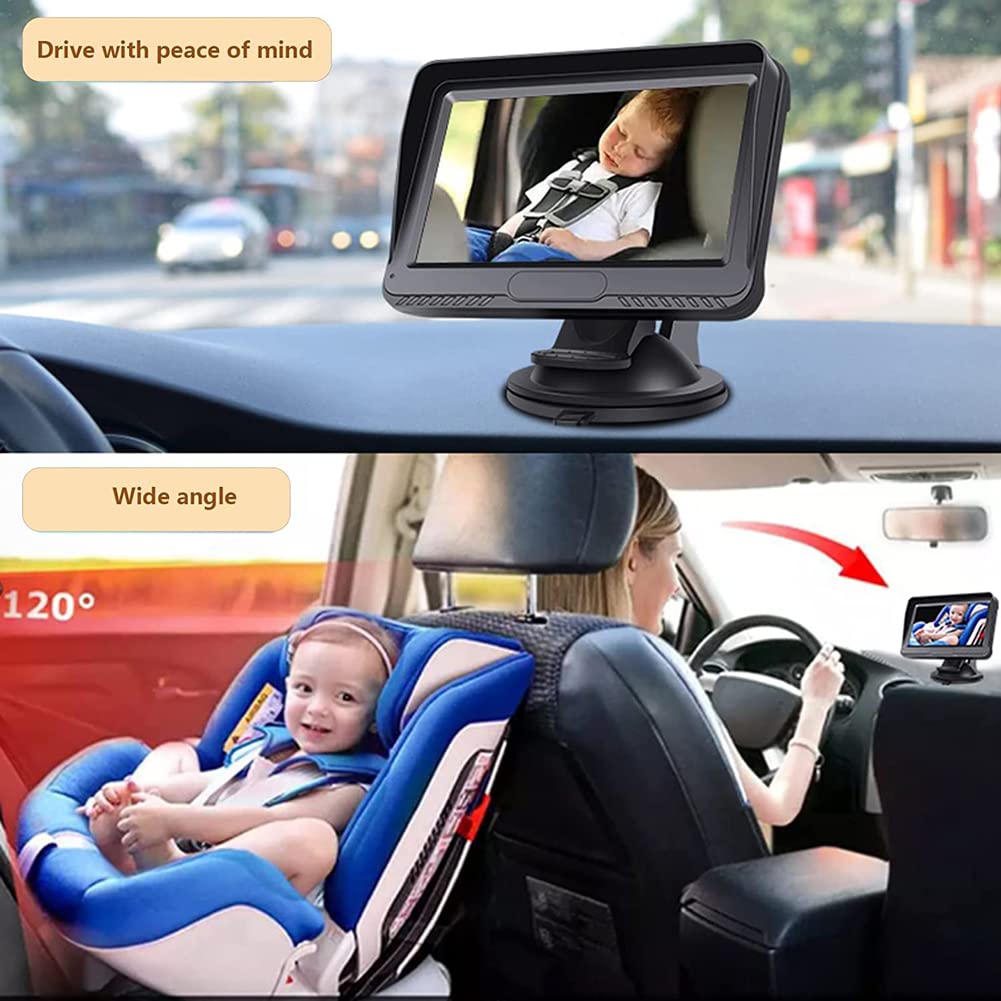 Kit de cámara de marcha atrás inalámbrica HD 1080P con visión nocturna de cristal, espejo de coche, espejo de asiento trasero, kit de seguridad de viaje para caravana, remolque, camión, coche