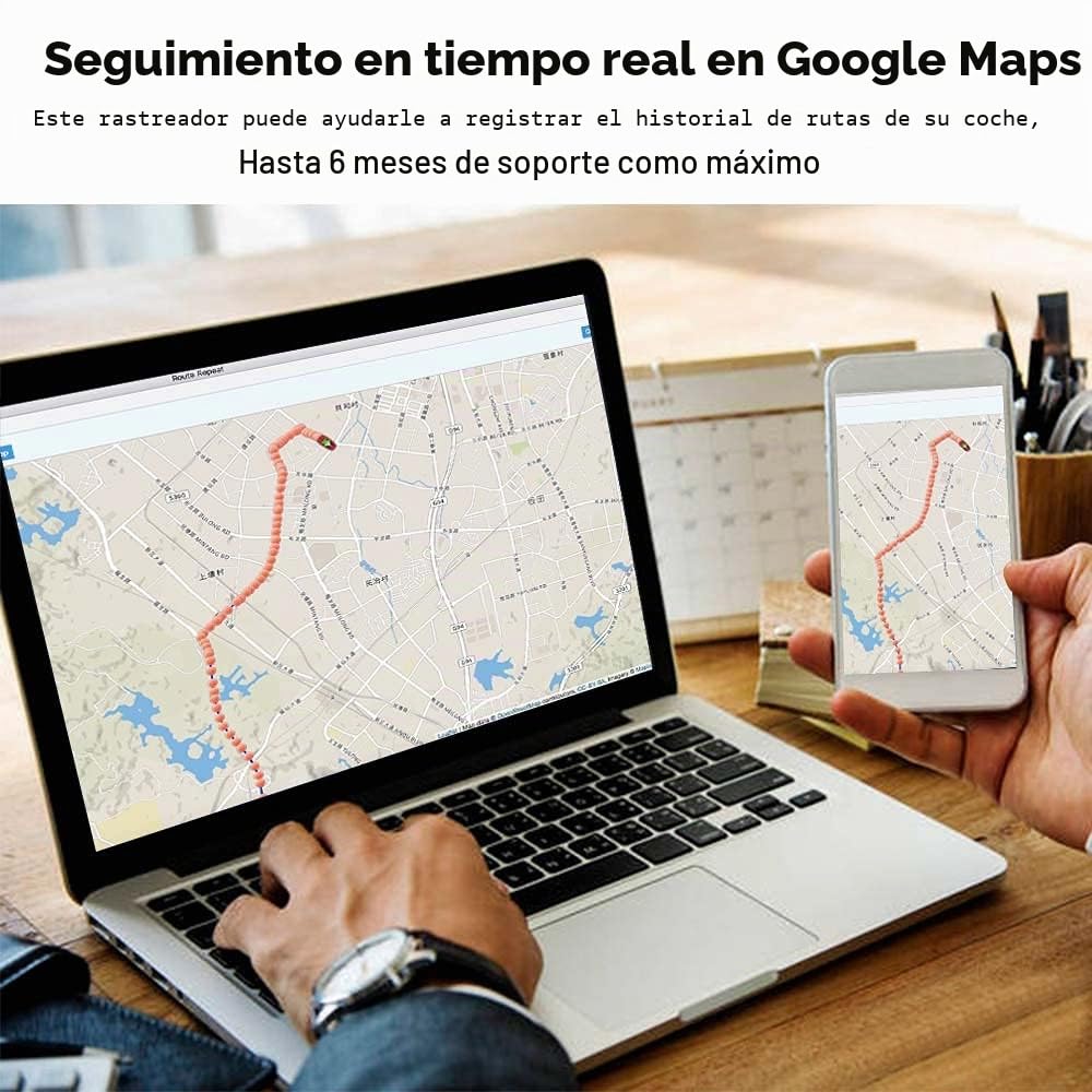 TKMARS GPS Tracker para Coche Mini - 1500mAh Batería Longa Espera, IP65 Impermeable, Antirrobo con Alarmas Múltiples y Electric - Fence, Ideal para Coches, Ancianos, Niños y Mascotas