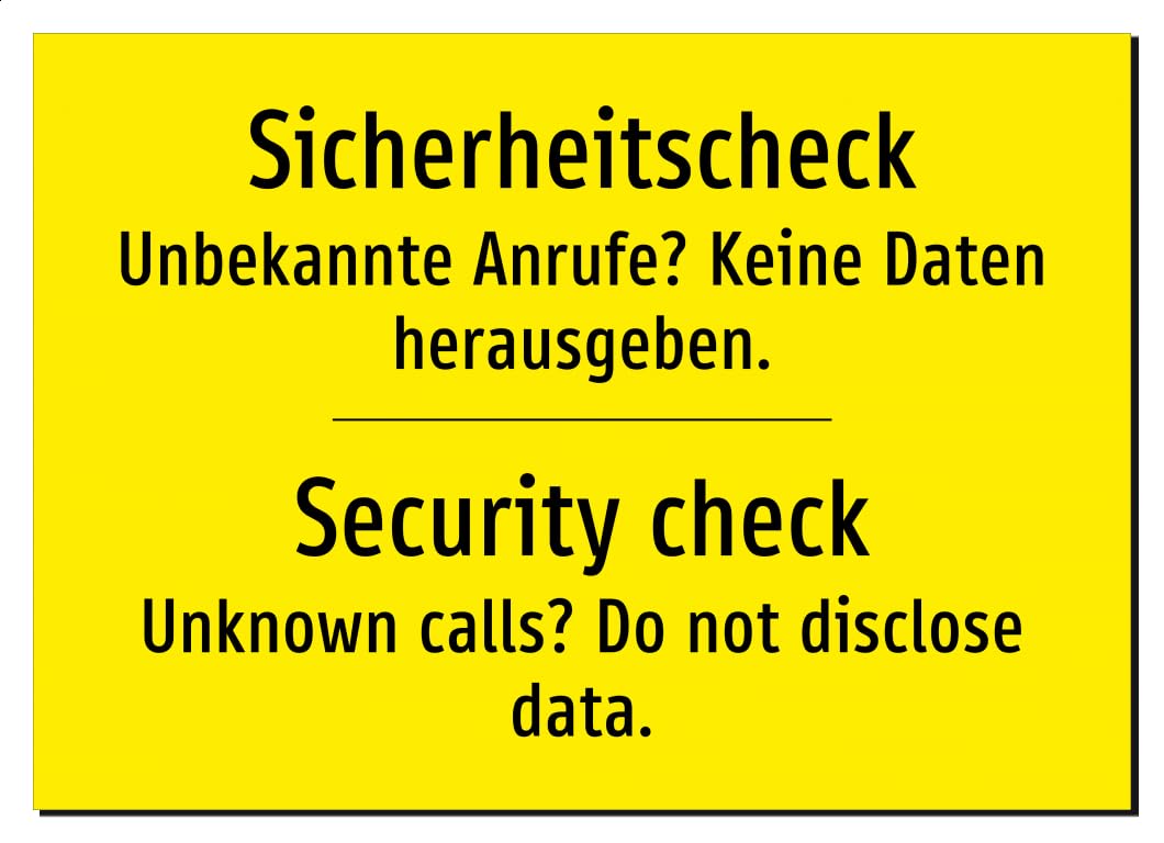 34829-DEEN-T-06 | Security check Schild/Aufkleber Deutsch Englisch | Aluminiumschild A5, 210 x 148mm | nur Text, ohne Symbolgrafik