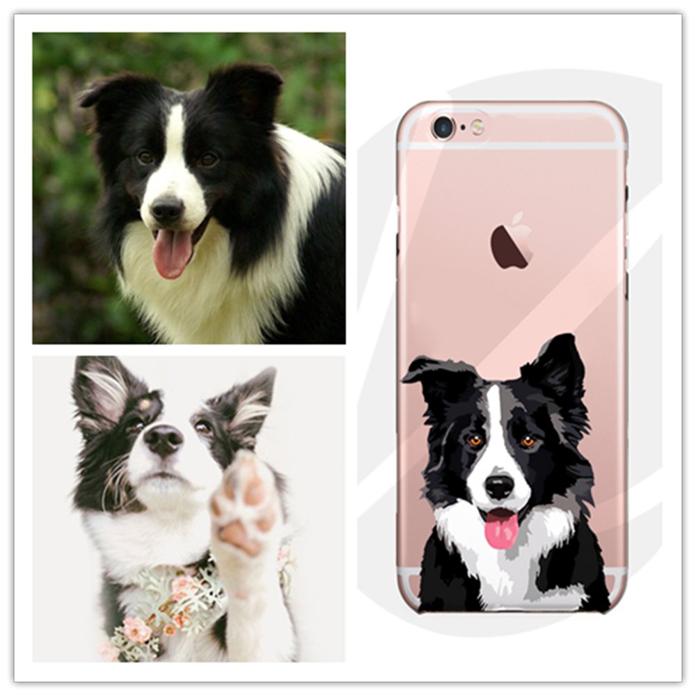 Sleeping bear)Case Cover per Apple iPhone 6/6s,Adorabile Animale Cane/Dog del Fumetto(Border Collie) del Telefono della Copertura della Caso Sottile TPU Custodia+Cordoncino-Border Collie