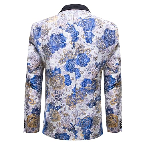 Image of Barry.Wang Blazer for Men Paisley Sport Coat Lightweight Suit Jacket Regular Tuxedo Flower Mardi Gras Carnival Gift