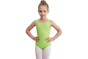 Gymnastics Leotards for Girls, Green Sleeveless Tanktop Leotard