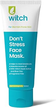 Witch Don't Stress Face Mask, with witch Hazel, minimizes pores, calms redness with Kaolin Clay, fragrance free, 75ml
