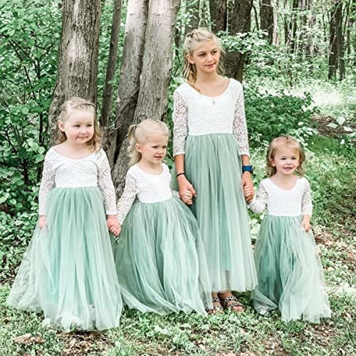 Image of Topmaker Flower Girl Dress for Toddler Baby Girls,Lace Tulle Dress for Wedding,Birthday Party,Photoshoot,Special Occasion