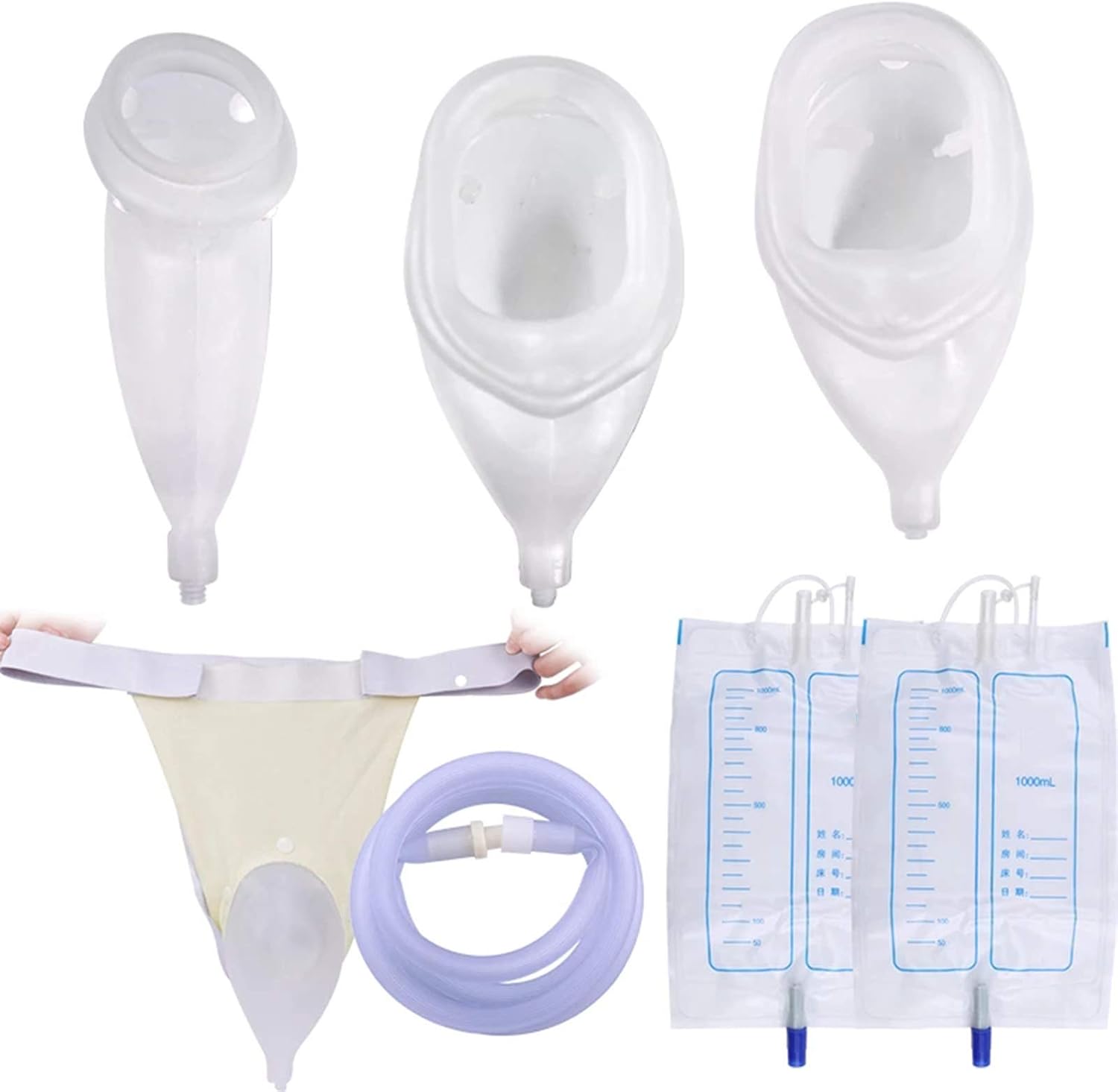 LLSL Urinary Drainage Bag,Incontinence Urinal Adults/Silicone/1000ML Urine Bag/Men