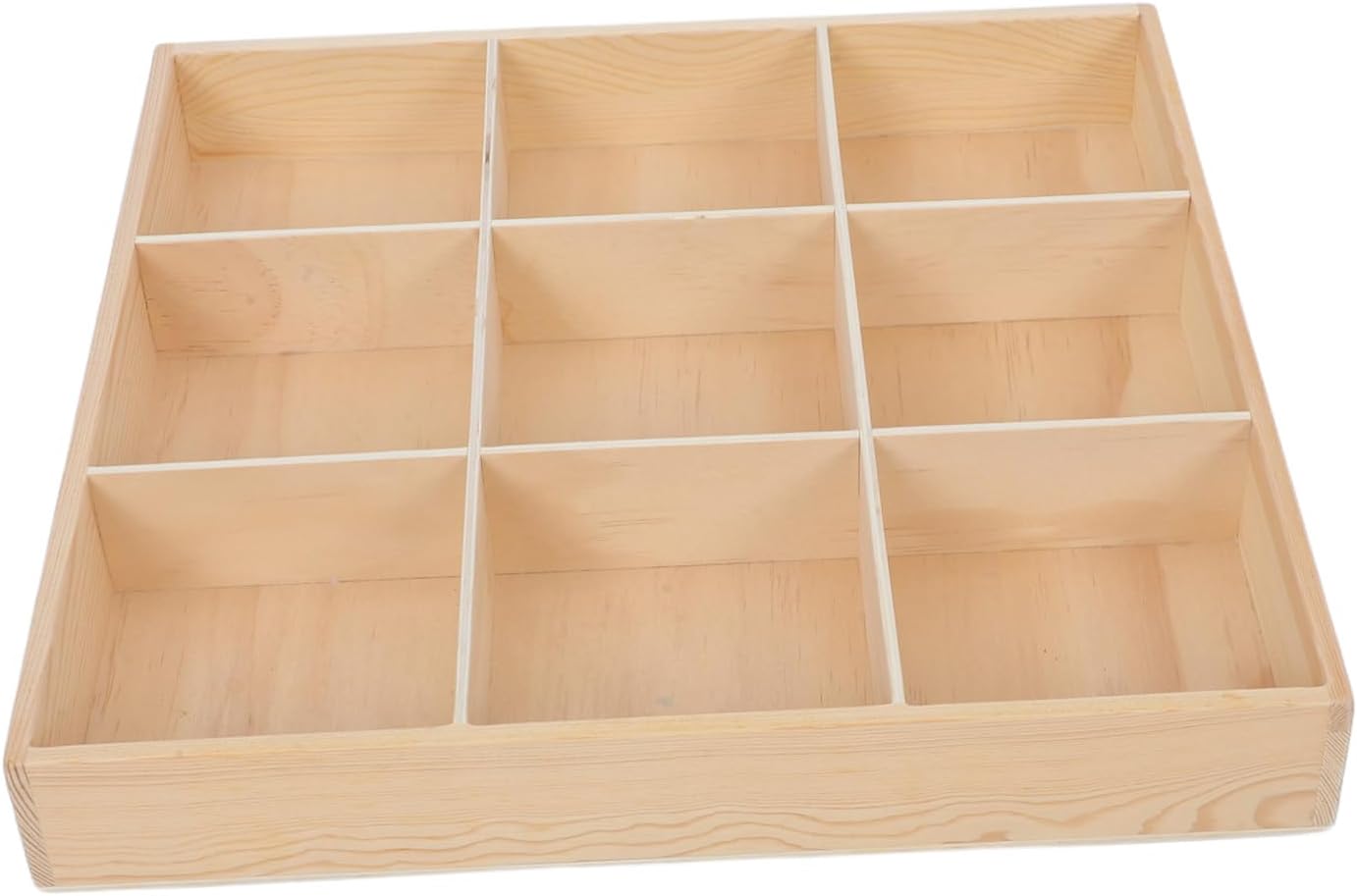 Zerodeko Wooden 9 Grid Drawer Organizer Box for Socks and Underwear with Smooth Finish and Nine Spacious Sections, Efficiently Separate and Organize Clothes in Dresser Drawers or Offices