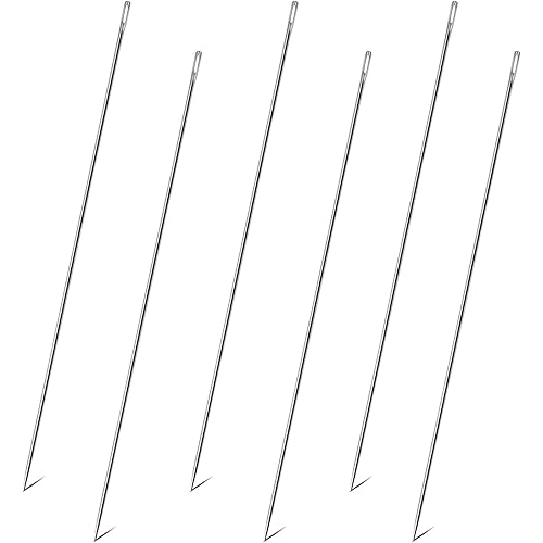 6 Pieces 12 Inch 10 Inch Upholstery Needles Long Straight Hand Sewing Needles Large Eye Stitching Needles for Home Upholstery Webbing Carpet Leather Canvas Repair Arts Crafts Projects (10 Inch/ 25 cm)