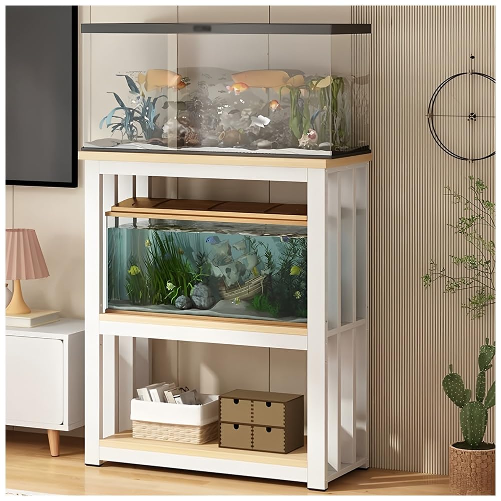 Zktoermn White-B Heavy Duty Metal Aquarium Stand, 3 Tier Adjustable Fish Tank Stand Shelf, Multi-Functional Fish Tank Rack For Breeder Tank Turtle Reptile Terrariums(,80X40x100cm)