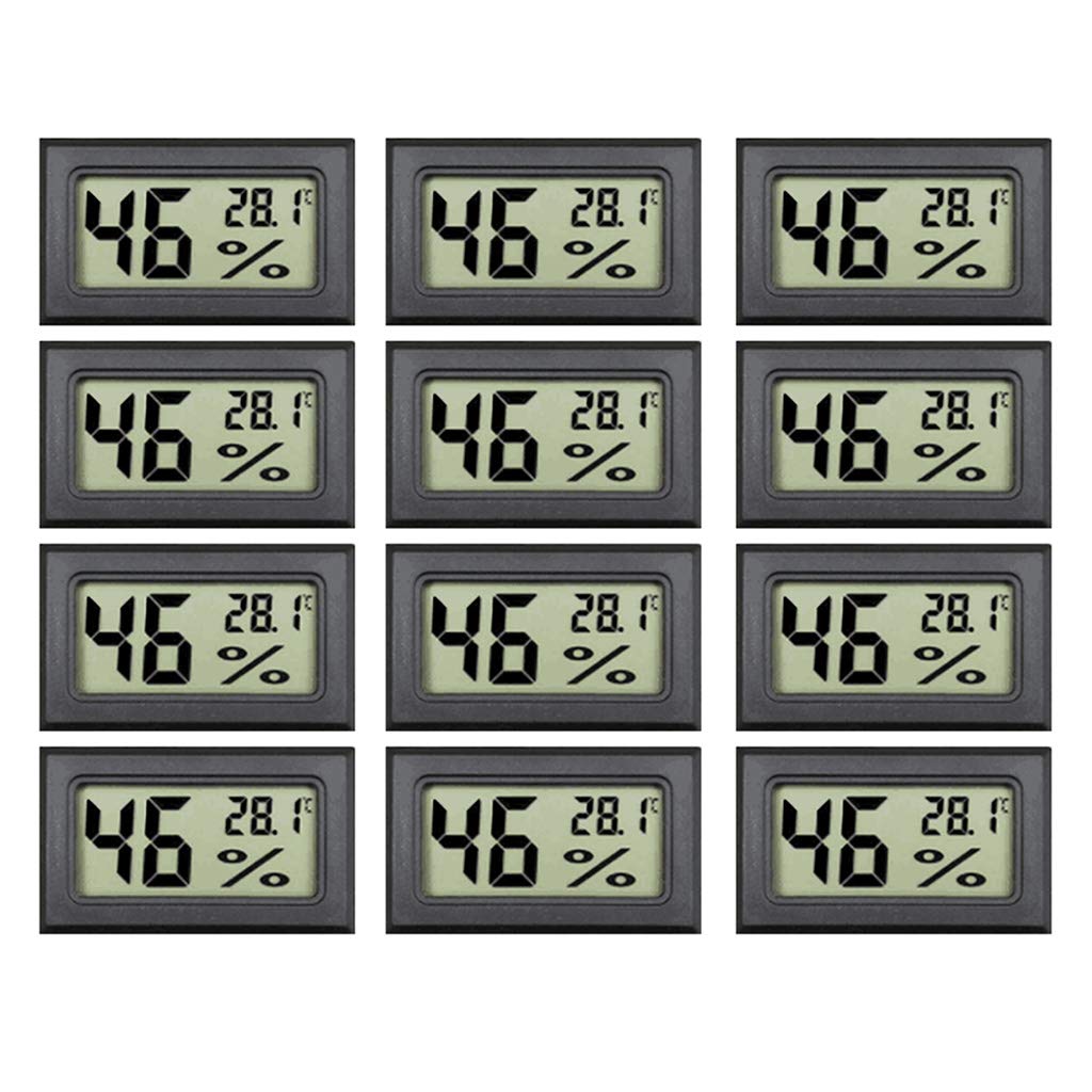 Tsophreniq Black 12 Pack Small Digital Electronic Temperature Humidity Meter Gauge Indoor Thermometer Hygrometer Lcd Display Celsius Indoor Thermometers